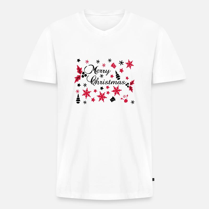 Frohe Weihnachten Dekorsätze - Männer Premium Bio T-Shirt mit V-Ausschnitt - Weiß