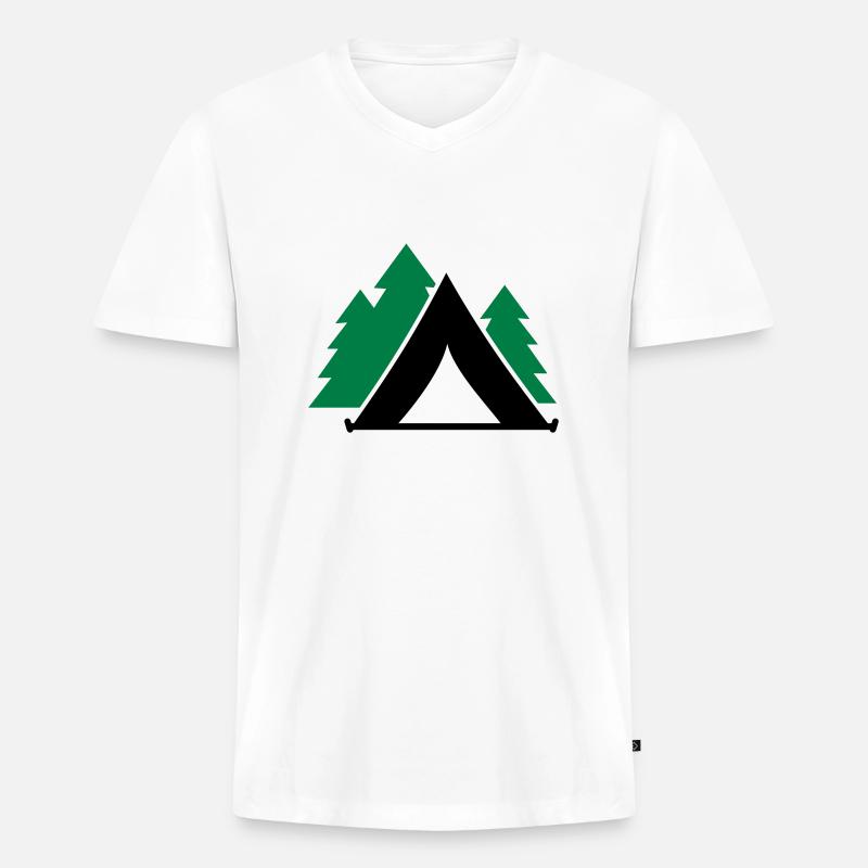 Zelt - Männer Premium Bio T-Shirt mit V-Ausschnitt - Weiß