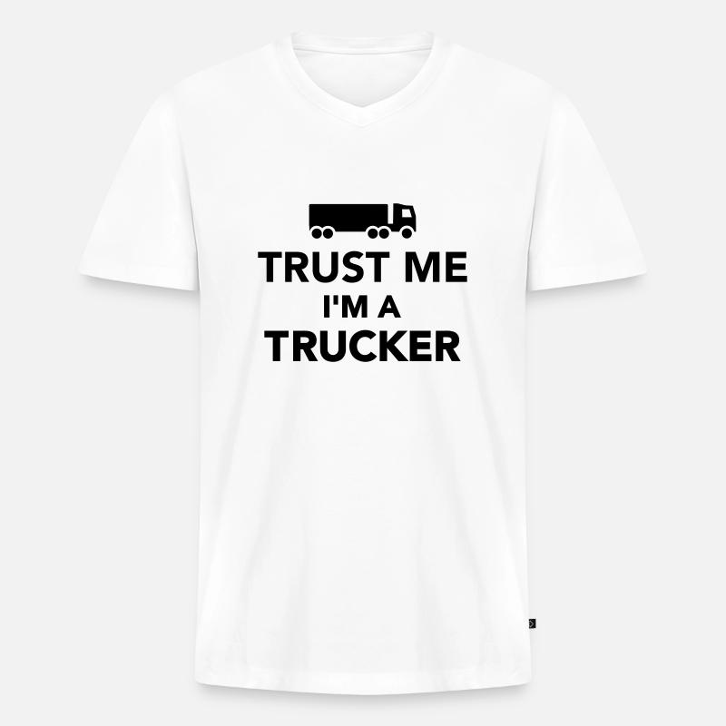 Trucker - Männer Premium Bio T-Shirt mit V-Ausschnitt - Weiß