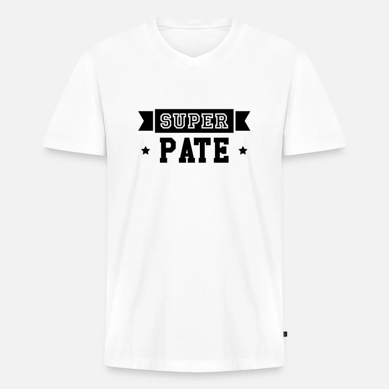 Onkel / Pate / Taufpate / Patenonkel - Männer Premium Bio T-Shirt mit V-Ausschnitt - Weiß