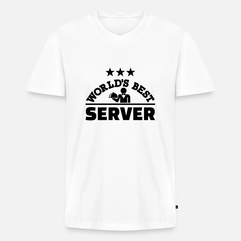 Kellner - Männer Premium Bio T-Shirt mit V-Ausschnitt - Weiß