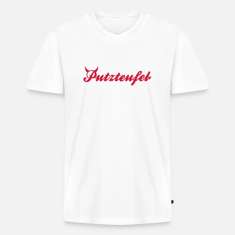 Putzteufel - Männer Premium Bio T-Shirt mit V-Ausschnitt - Weiß