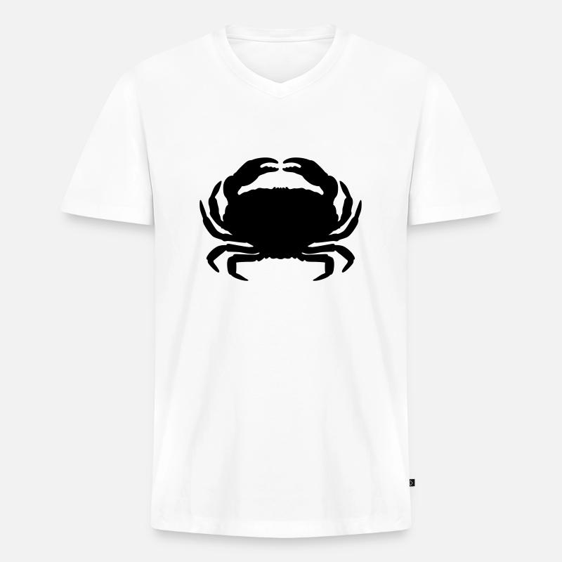 Krabbe - Männer Premium Bio T-Shirt mit V-Ausschnitt - Weiß