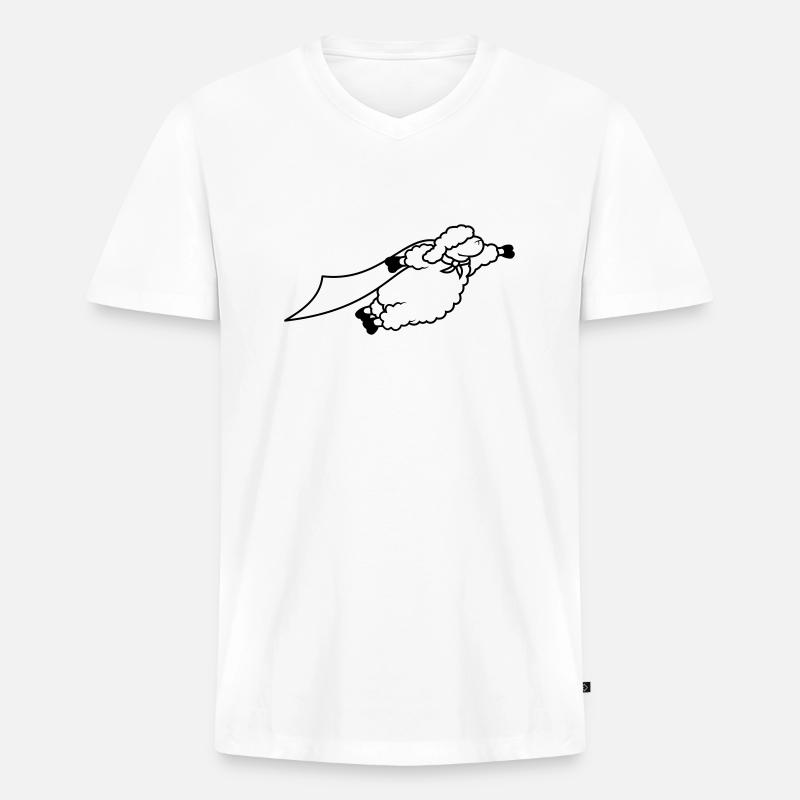 Superheld Schaf lustig - Männer Premium Bio T-Shirt mit V-Ausschnitt - Weiß