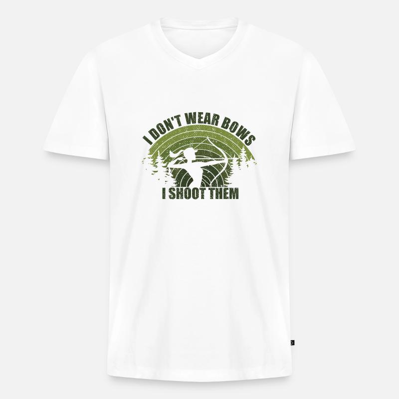 Bogenschießen Bogenjagd Bogenjägerin Mädchen - Männer Premium Bio T-Shirt mit V-Ausschnitt - Weiß