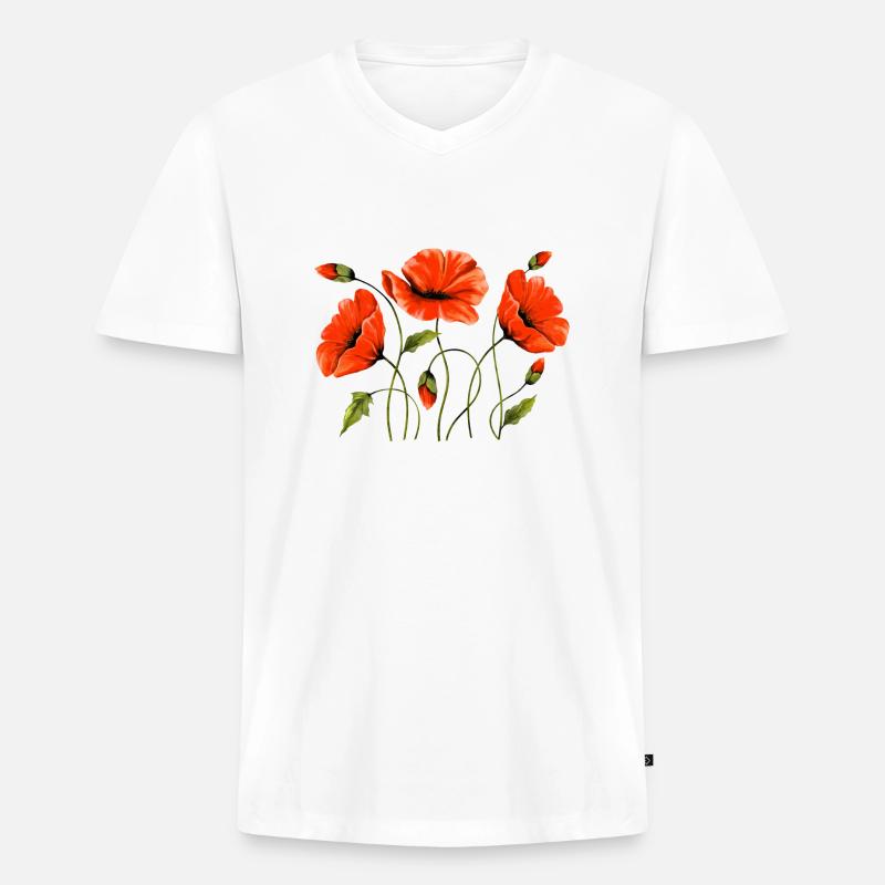 Blumen - Männer Premium Bio T-Shirt mit V-Ausschnitt - Weiß
