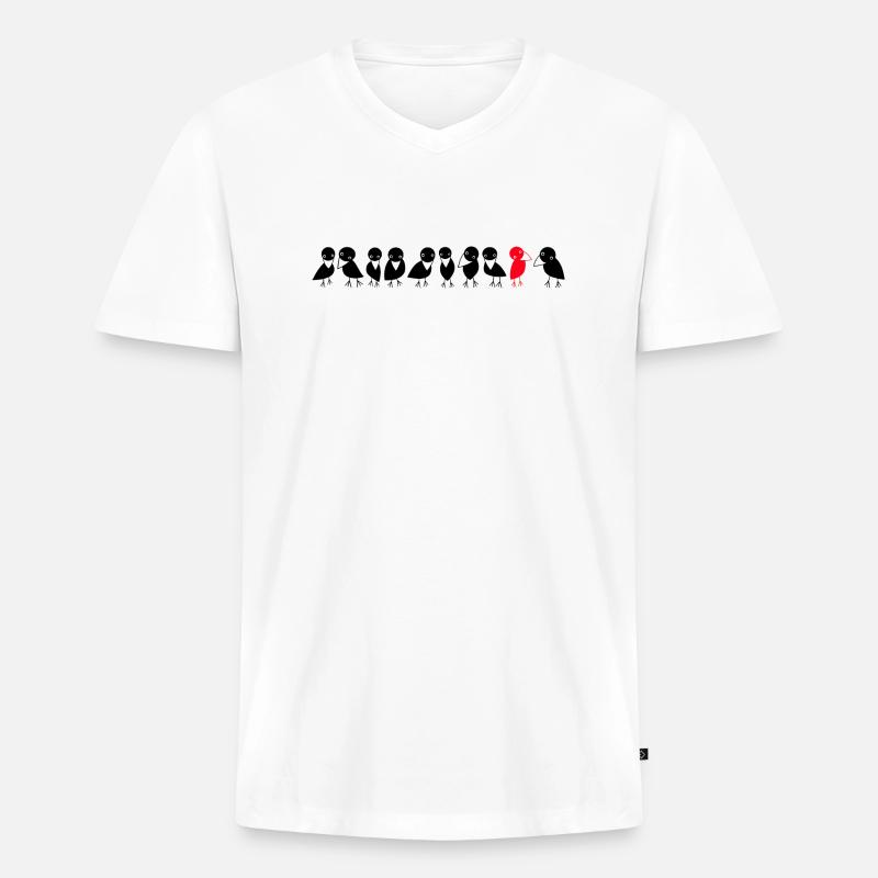 Vogelreihe Raben - Männer Premium Bio T-Shirt mit V-Ausschnitt - Weiß