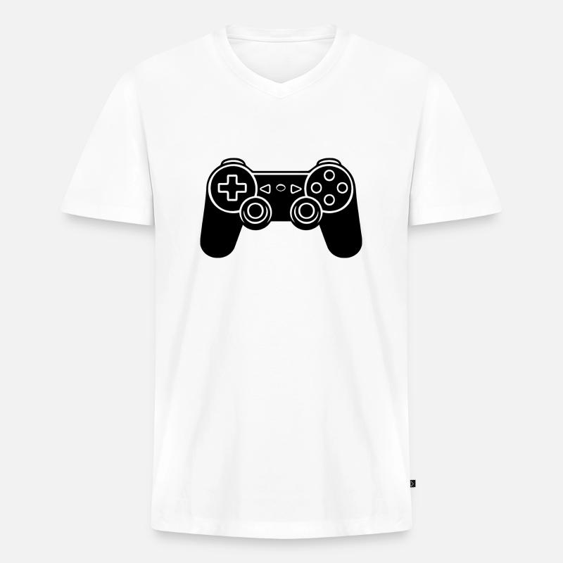 Controller Gaming Videospiele Gamepad - Männer Premium Bio T-Shirt mit V-Ausschnitt - Weiß