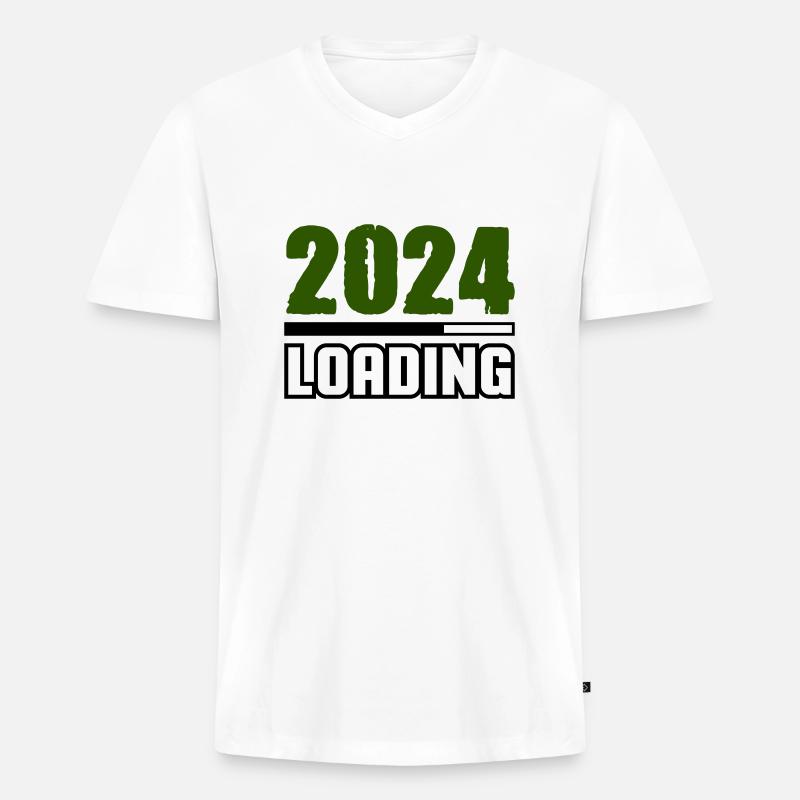 Loading 2024 - Männer Premium Bio T-Shirt mit V-Ausschnitt - Weiß