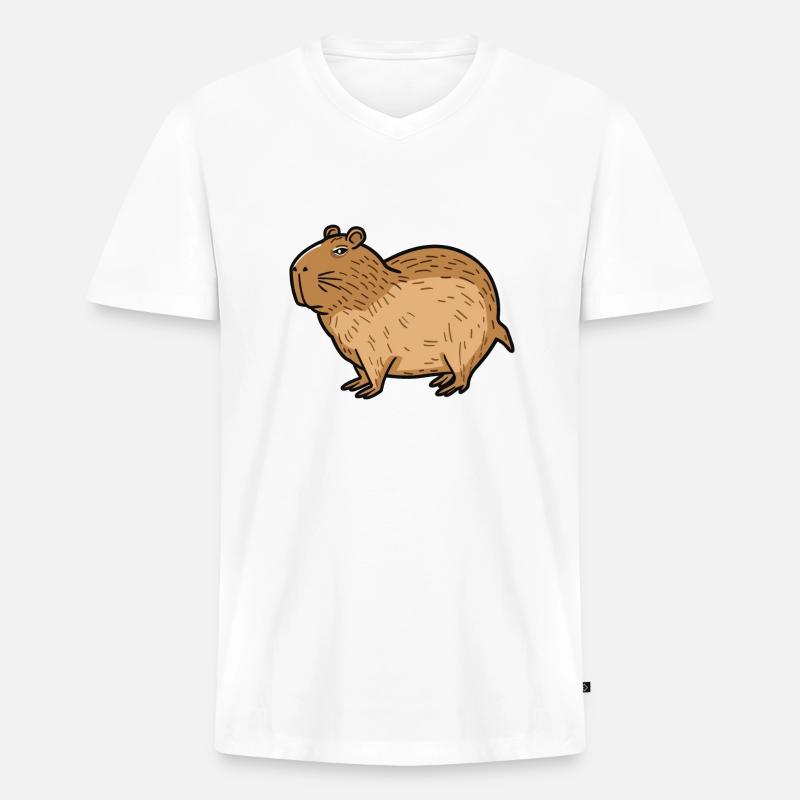 Capybara - Männer Premium Bio T-Shirt mit V-Ausschnitt - Weiß