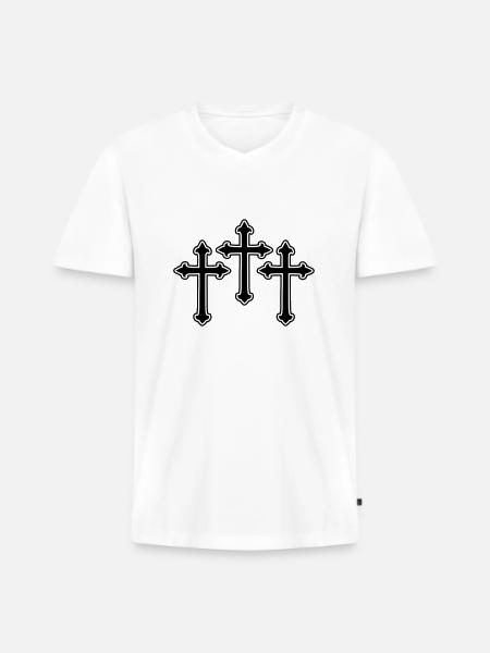 Cross Symbol Christianity - Men's Premium Organic T-shirt with V-neck - white