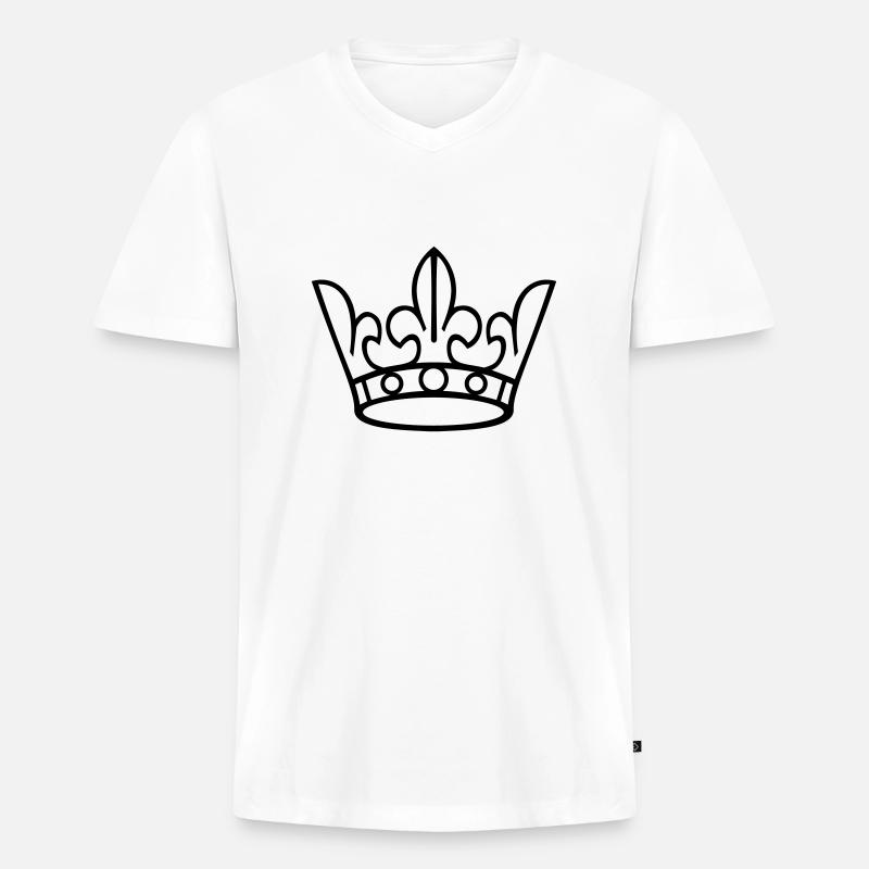 Krone - Männer Premium Bio T-Shirt mit V-Ausschnitt - Weiß
