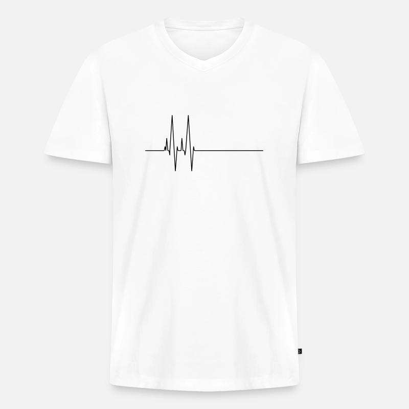 puls beep - Männer Premium Bio T-Shirt mit V-Ausschnitt - Weiß