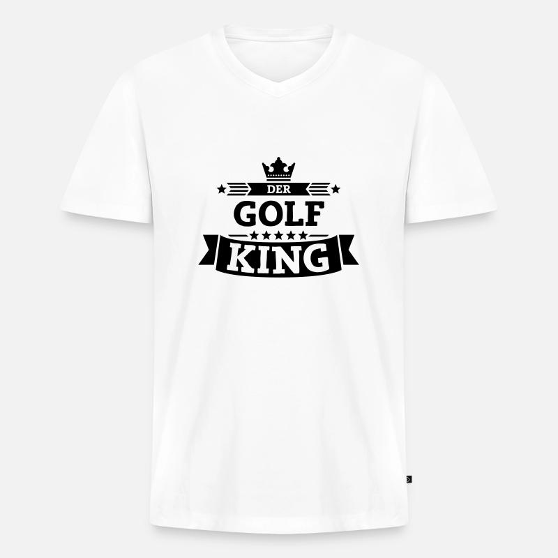 Der Golf-King - Männer Premium Bio T-Shirt mit V-Ausschnitt - Weiß