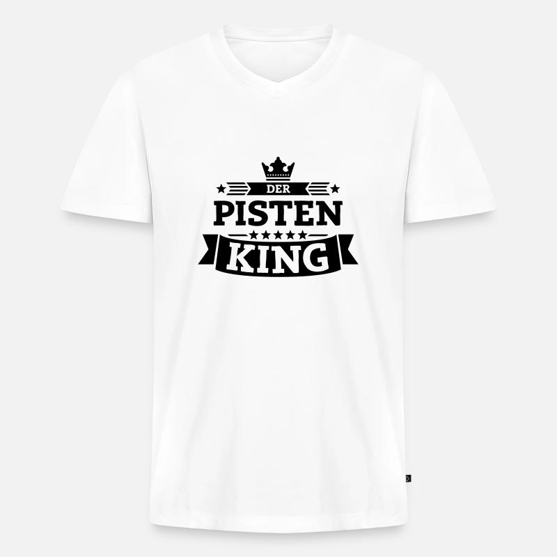 Der Pisten-King - Männer Premium Bio T-Shirt mit V-Ausschnitt - Weiß