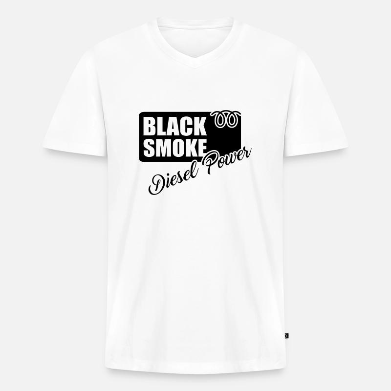 black smoke black - Männer Premium Bio T-Shirt mit V-Ausschnitt - Weiß