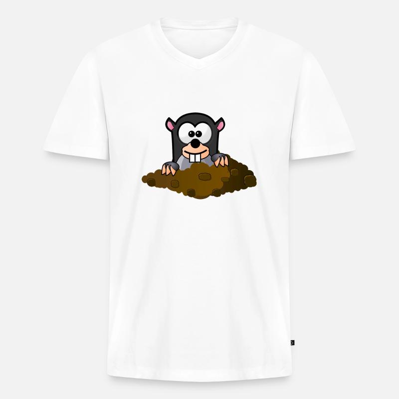 Maulwurf Comic Stil - Männer Premium Bio T-Shirt mit V-Ausschnitt - Weiß