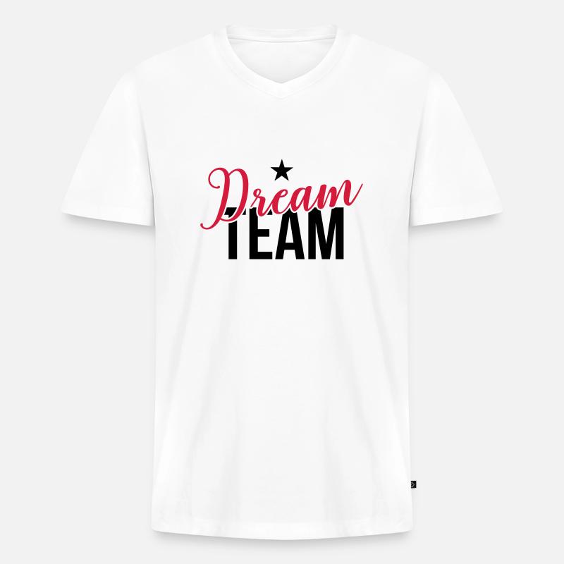Dream Team 2C - Männer Premium Bio T-Shirt mit V-Ausschnitt - Weiß