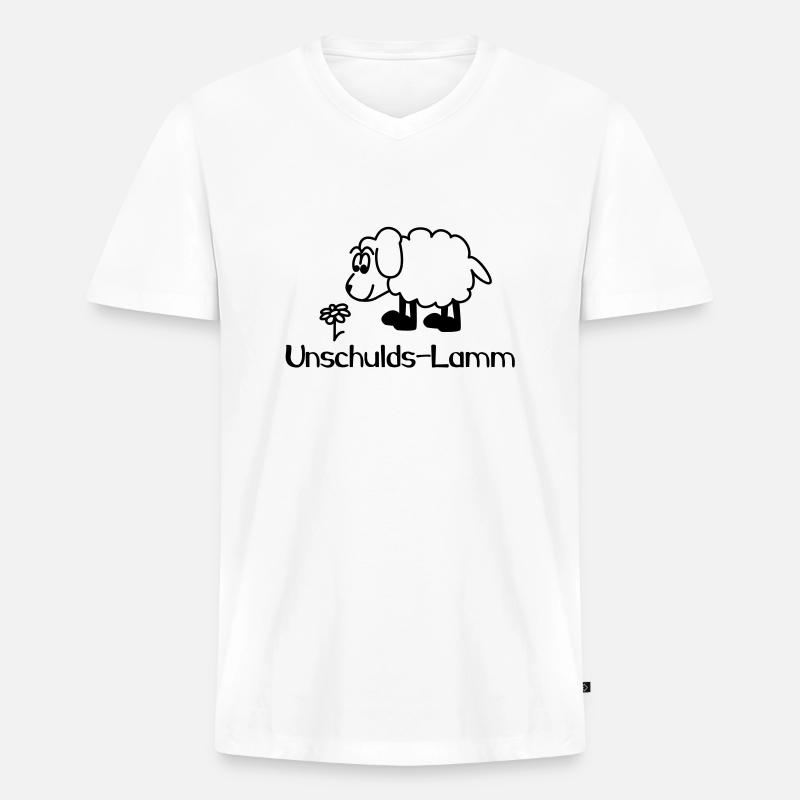 Unschulds Lamm - Männer Premium Bio T-Shirt mit V-Ausschnitt - Weiß