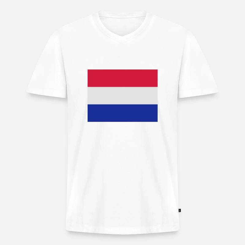 drapeau_pays_bas - Männer Premium Bio T-Shirt mit V-Ausschnitt - Weiß