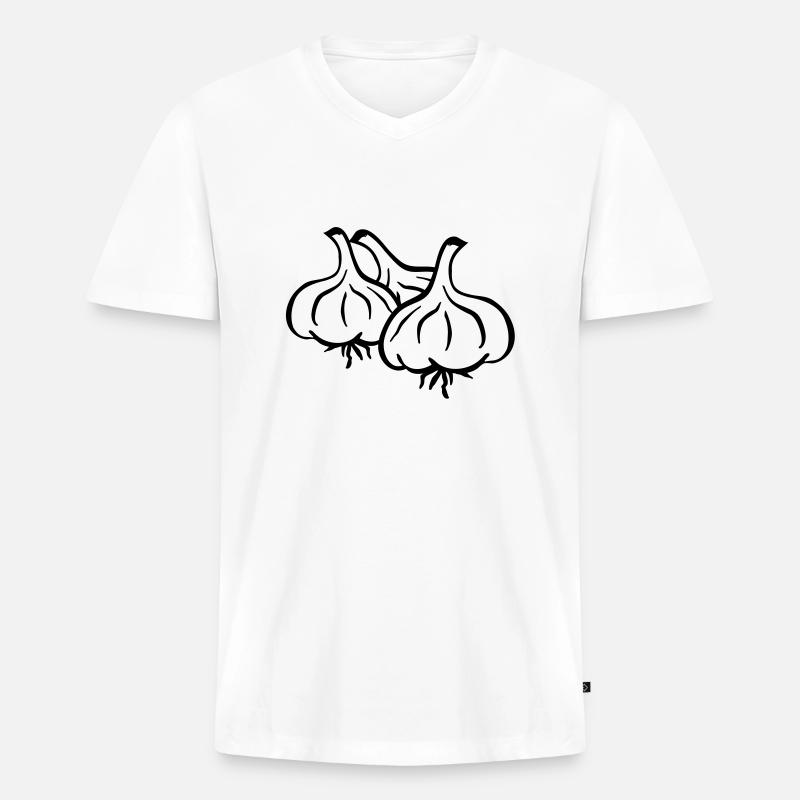 knoblauch_p1 - Männer Premium Bio T-Shirt mit V-Ausschnitt - Weiß