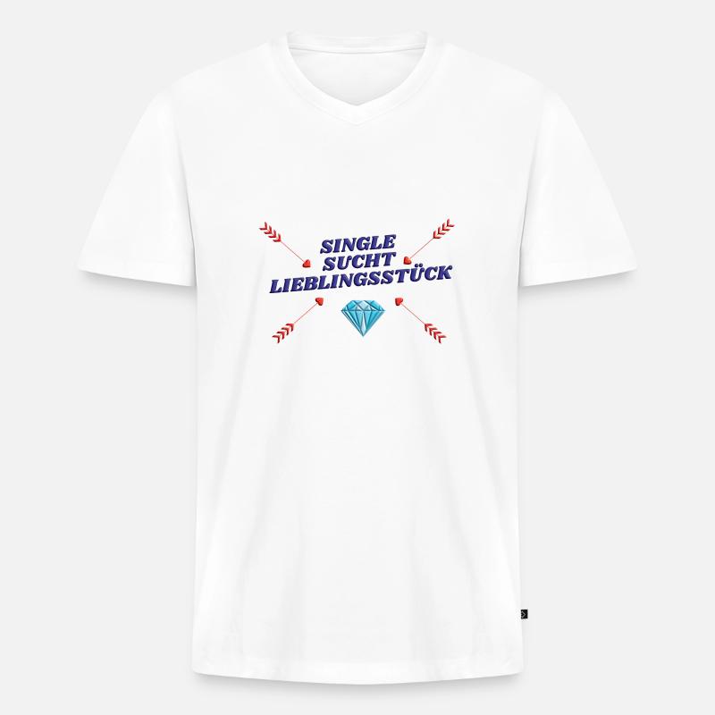 Single sucht Lieblingsstueck - Männer Premium Bio T-Shirt mit V-Ausschnitt - Weiß