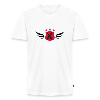 Friseur - Friseur - Schminktisch - Männer Premium Bio T-Shirt mit V-Ausschnitt - Weiß - Vorne - Nico (187cm)