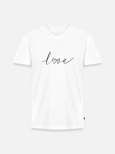 Amor amor letras caligrafía fuente - Camiseta ecológica prémium para hombre con cuello de pico - blanco