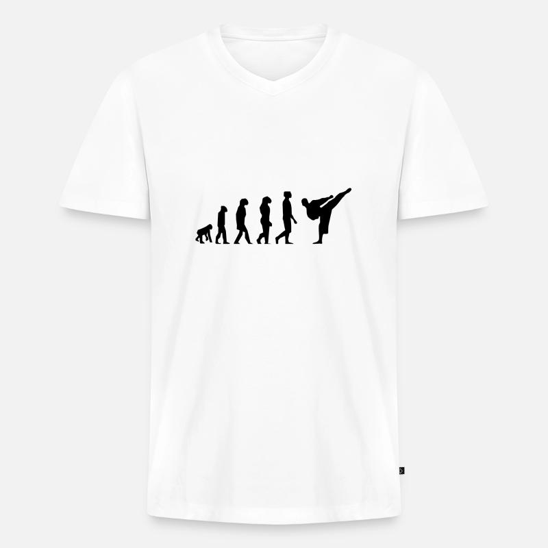 Karate-Evolution - Männer Premium Bio T-Shirt mit V-Ausschnitt - Weiß