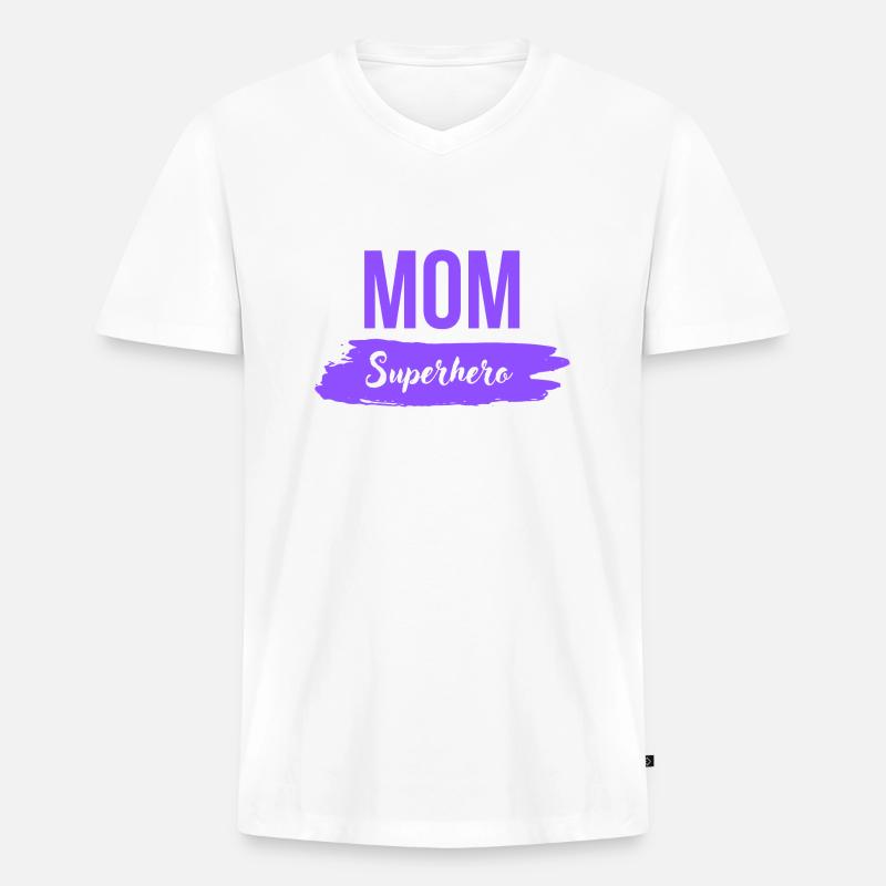 Mama Superheldin - Männer Premium Bio T-Shirt mit V-Ausschnitt - Weiß