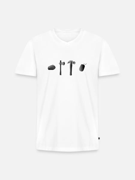 Toololution - Männer Premium Bio T-Shirt mit V-Ausschnitt - Weiß