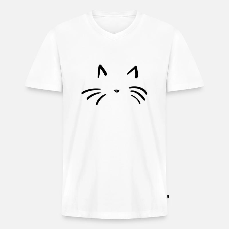 Katze - Männer Premium Bio T-Shirt mit V-Ausschnitt - Weiß