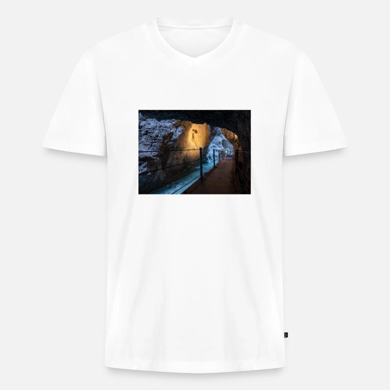 Partnachklamm - Männer Premium Bio T-Shirt mit V-Ausschnitt - Weiß