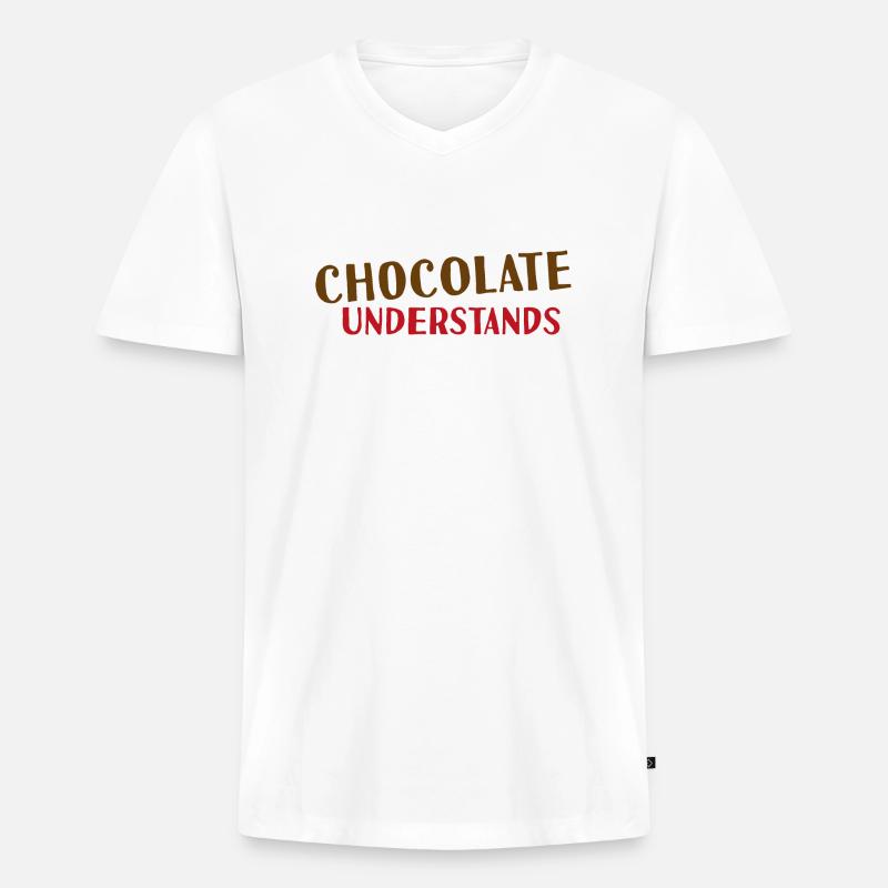 Chocolate understands - Männer Premium Bio T-Shirt mit V-Ausschnitt - Weiß