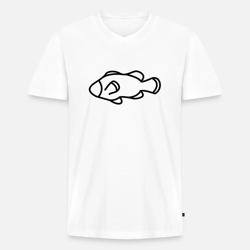 Fisch - Männer Premium Bio T-Shirt mit V-Ausschnitt - Weiß