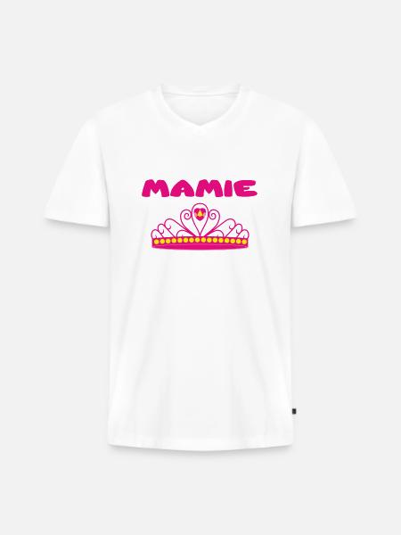 MAMIE - T-shirt encolure en V Premium bio Homme - blanc