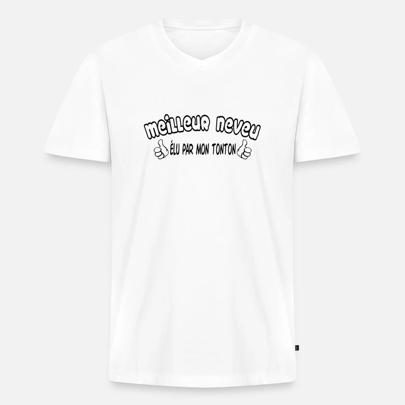 BESTER Neffe - Männer Premium Bio T-Shirt mit V-Ausschnitt - Weiß