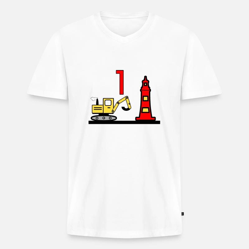 Bagger - Männer Premium Bio T-Shirt mit V-Ausschnitt - Weiß