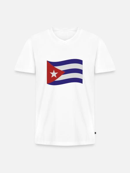 Cuba - T-shirt encolure en V Premium bio Homme - blanc