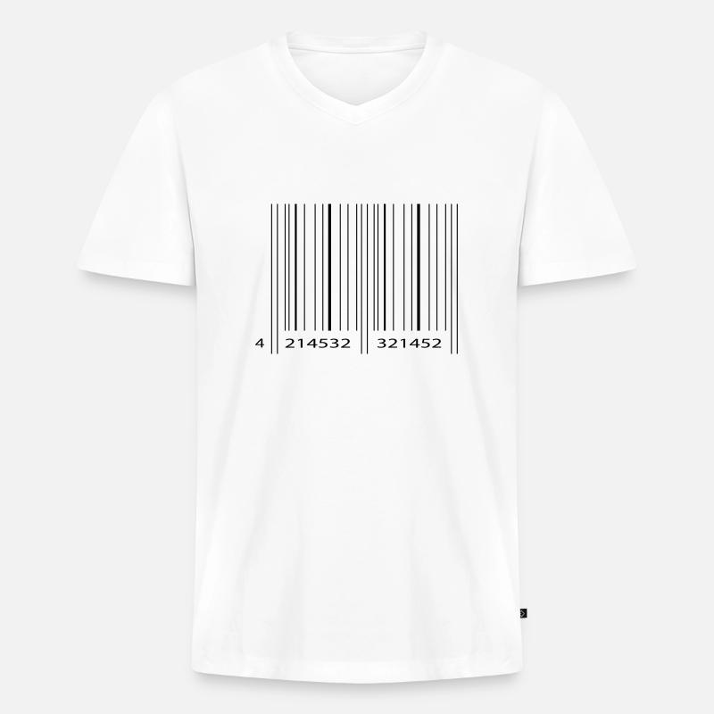 strichcode2 - Männer Premium Bio T-Shirt mit V-Ausschnitt - Weiß