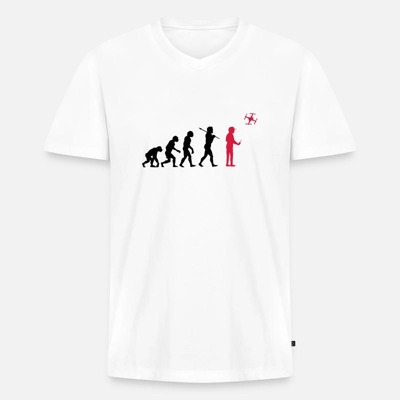 The drone evolution - Männer Premium Bio T-Shirt mit V-Ausschnitt - Weiß