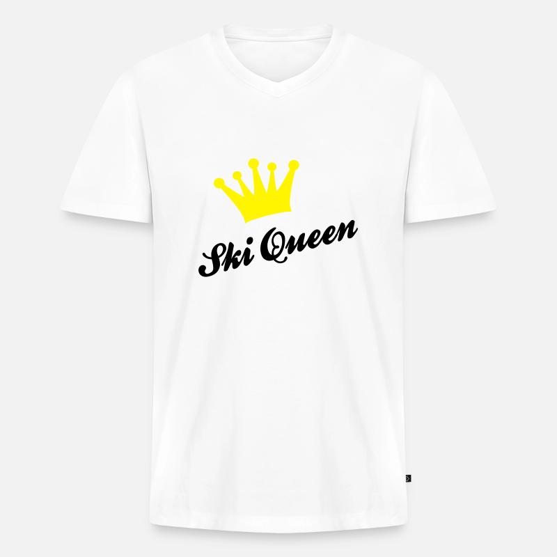 Ski - Männer Premium Bio T-Shirt mit V-Ausschnitt - Weiß