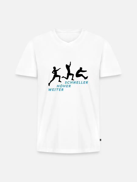 Weitsprung 12 2017 2c 02 - Männer Premium Bio T-Shirt mit V-Ausschnitt - Weiß