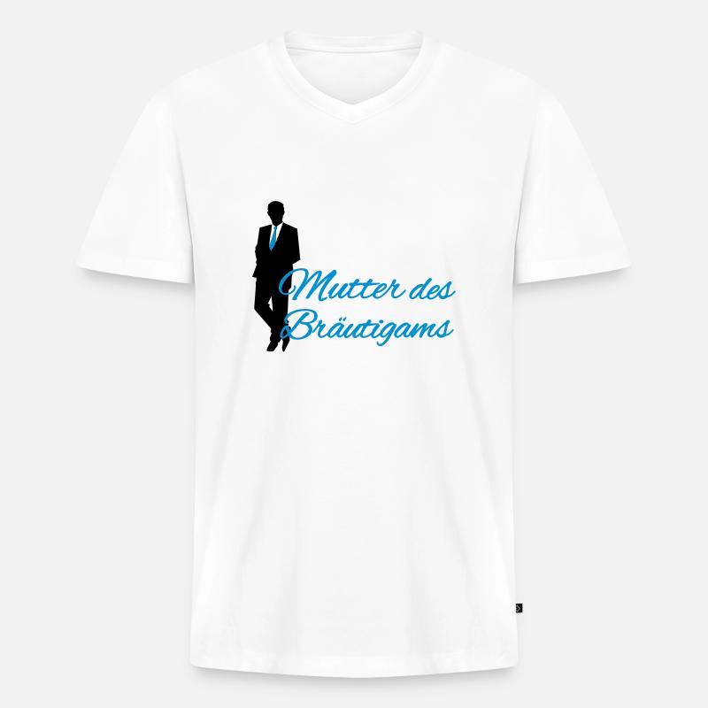 Mutter des Bräutigams - Männer Premium Bio T-Shirt mit V-Ausschnitt - Weiß