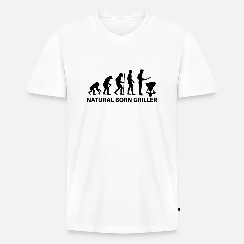 Grill Evolution - Männer Premium Bio T-Shirt mit V-Ausschnitt - Weiß
