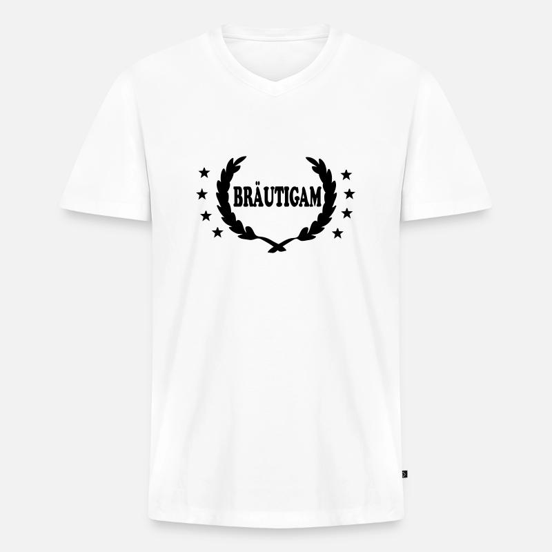 braeutigam7 - Männer Premium Bio T-Shirt mit V-Ausschnitt - Weiß