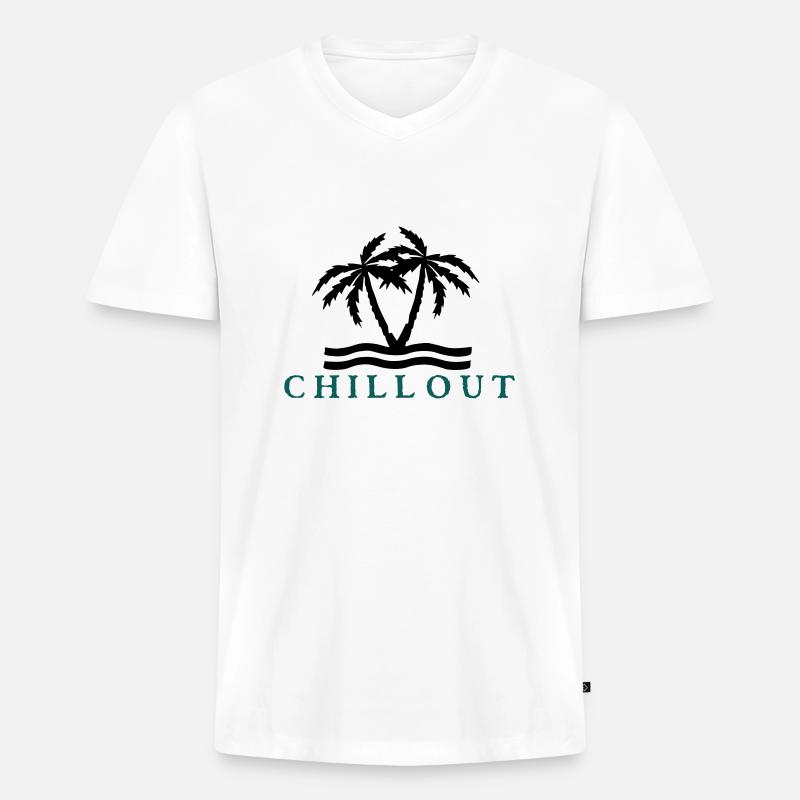 chill_out_vec_2 de - Männer Premium Bio T-Shirt mit V-Ausschnitt - Weiß
