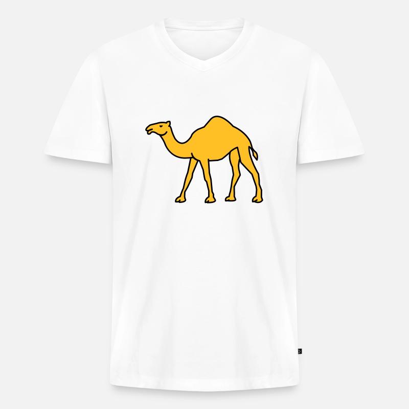 kamel_02 - Männer Premium Bio T-Shirt mit V-Ausschnitt - Weiß