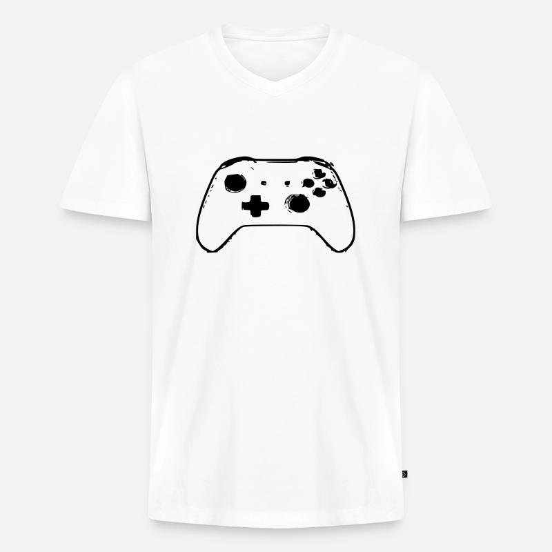controller konsole game - Männer Premium Bio T-Shirt mit V-Ausschnitt - Weiß