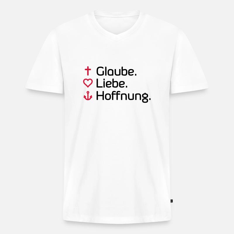 Glaube Liebe Hoffnung - Männer Premium Bio T-Shirt mit V-Ausschnitt - Weiß